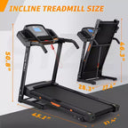 NAYSAYE Tapis de course pliable inclinable, machine de marche et de course avec moniteur de fréquence cardiaque et porte-gobelet pour salle de sport à domicile, noir, 50*26.4*46.5