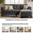Canapé trois places Dyonery de style moderne de 194 cm avec accoudoirs et oreillers en chenille beige
