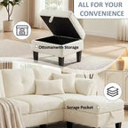 Canapé trois places Dyonery de style moderne de 194 cm avec accoudoirs et oreillers en chenille beige