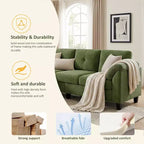 Canapé trois places Dyonery de style moderne de 194 cm avec accoudoirs et oreillers en chenille beige
