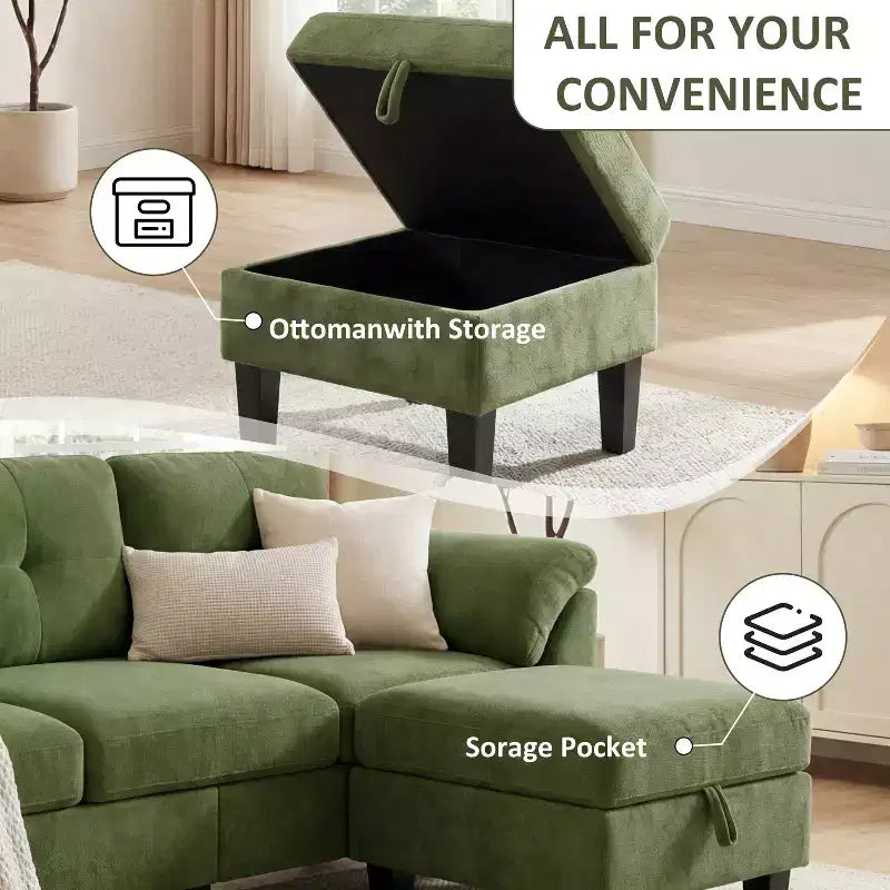 Canapé trois places Dyonery de style moderne de 194 cm avec accoudoirs et oreillers en chenille beige