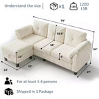 Canapé trois places Dyonery de style moderne de 194 cm avec accoudoirs et oreillers en chenille beige