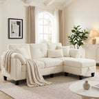 Canapé trois places Dyonery de style moderne de 194 cm avec accoudoirs et oreillers en chenille beige