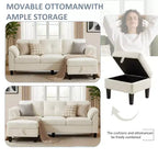 Canapé trois places Dyonery de style moderne de 194 cm avec accoudoirs et oreillers en chenille beige