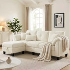 Canapé trois places Dyonery de style moderne de 194 cm avec accoudoirs et oreillers en chenille beige