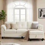 Canapé trois places Dyonery de style moderne de 194 cm avec accoudoirs et oreillers en chenille beige