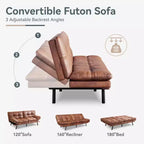 Canapé-lit convertible Dyonery Futon, Canapé-lit en lin avec mousse à mémoire de forme, Dossier et accoudoirs réglables, Petit canapé-lit multifonctionnel