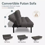 Canapé-lit convertible Dyonery Futon, Canapé-lit en lin avec mousse à mémoire de forme, Dossier et accoudoirs réglables, Petit canapé-lit multifonctionnel