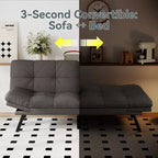 Canapé-lit convertible Dyonery Futon, Canapé-lit en lin avec mousse à mémoire de forme, Dossier et accoudoirs réglables, Petit canapé-lit multifonctionnel