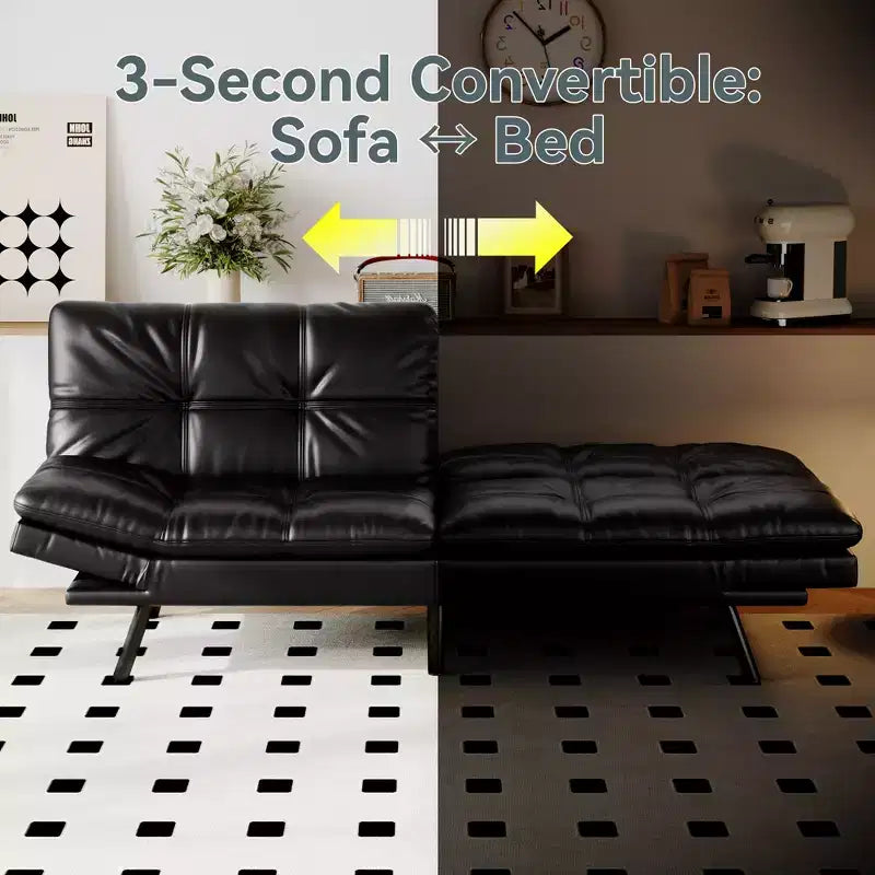 Canapé-lit convertible Dyonery Futon, Canapé-lit en lin avec mousse à mémoire de forme, Dossier et accoudoirs réglables, Petit canapé-lit multifonctionnel