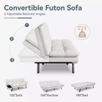 Canapé-lit convertible Dyonery Futon, Canapé-lit en lin avec mousse à mémoire de forme, Dossier et accoudoirs réglables, Petit canapé-lit multifonctionnel