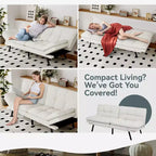 Canapé-lit convertible Dyonery Futon, Canapé-lit en lin avec mousse à mémoire de forme, Dossier et accoudoirs réglables, Petit canapé-lit multifonctionnel