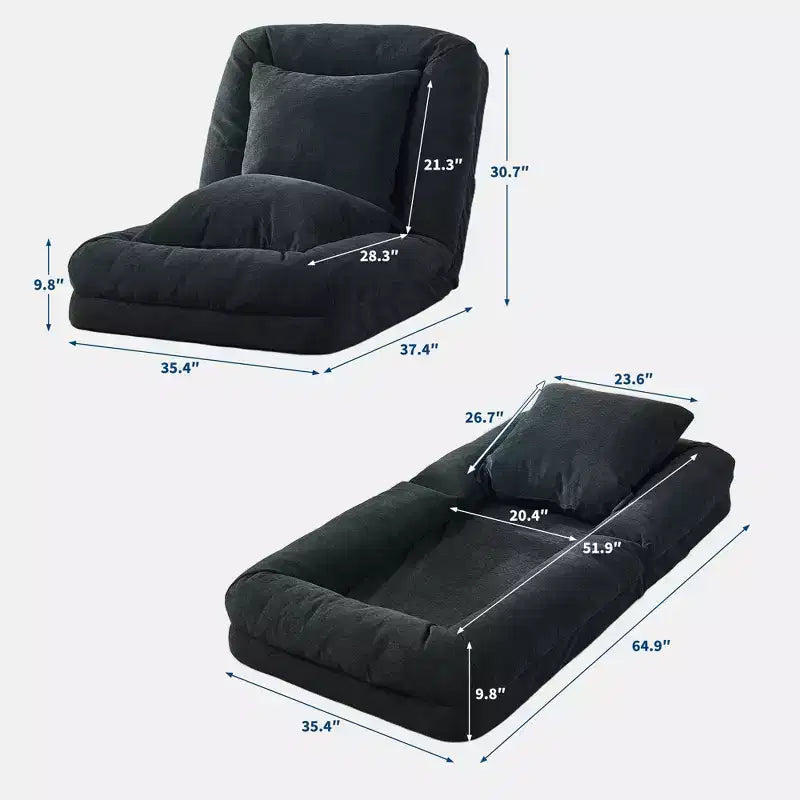 Canapé-lit paresseux réglable en chenille pour adultes, avec 2 oreillers, 5 positions