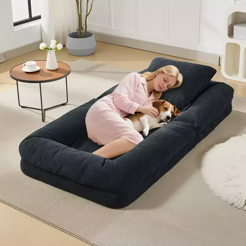 Canapé-lit paresseux réglable en chenille pour adultes, avec 2 oreillers, 5 positions