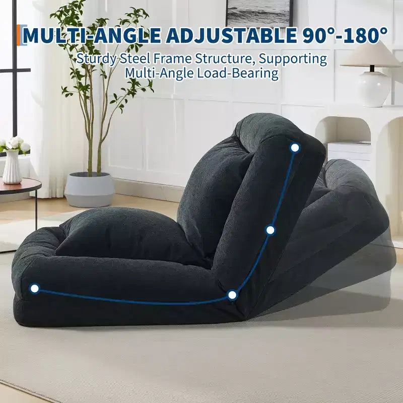 Canapé-lit paresseux réglable en chenille pour adultes, avec 2 oreillers, 5 positions