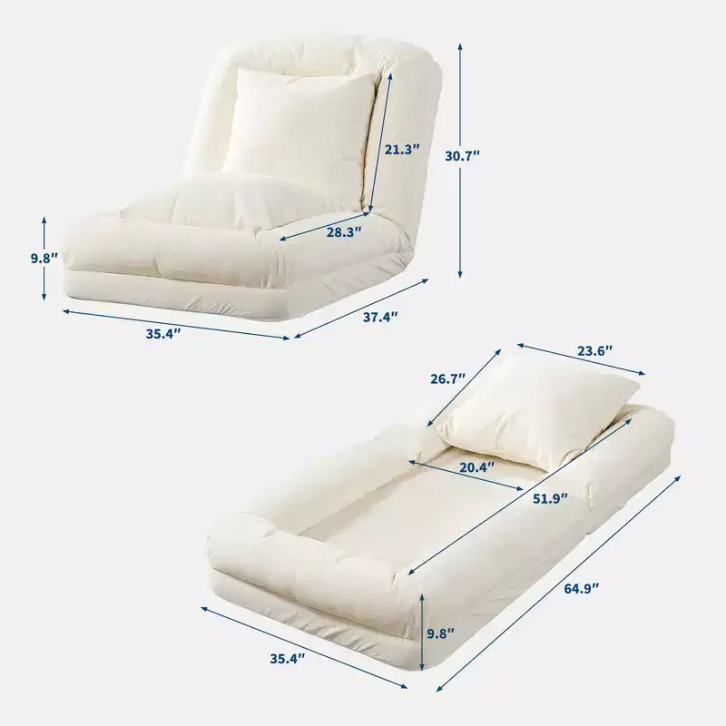 Canapé-lit paresseux réglable en chenille pour adultes, avec 2 oreillers, 5 positions