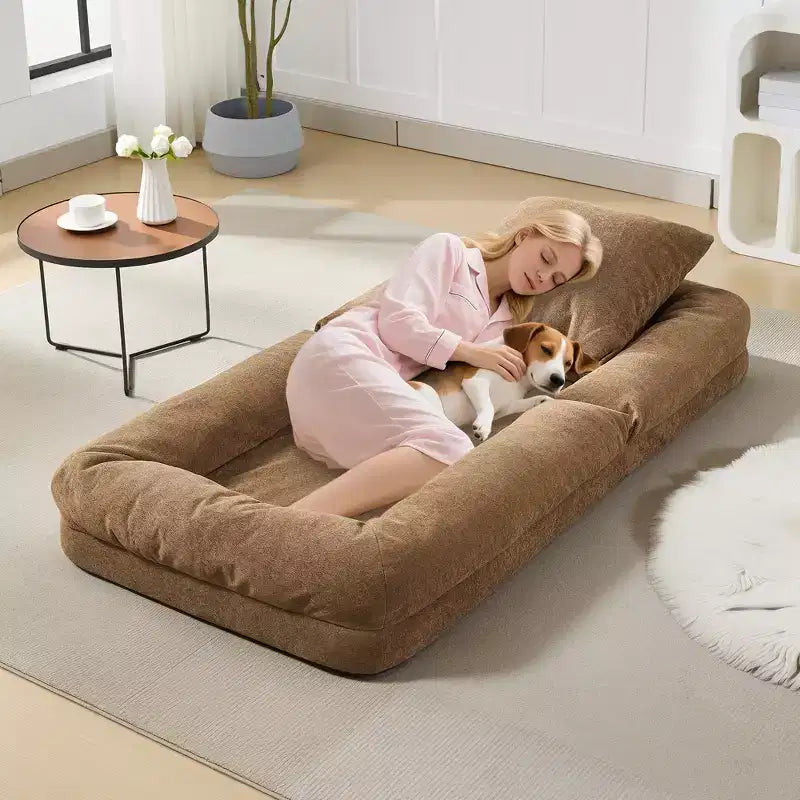 Canapé-lit paresseux réglable en chenille pour adultes, avec 2 oreillers, 5 positions