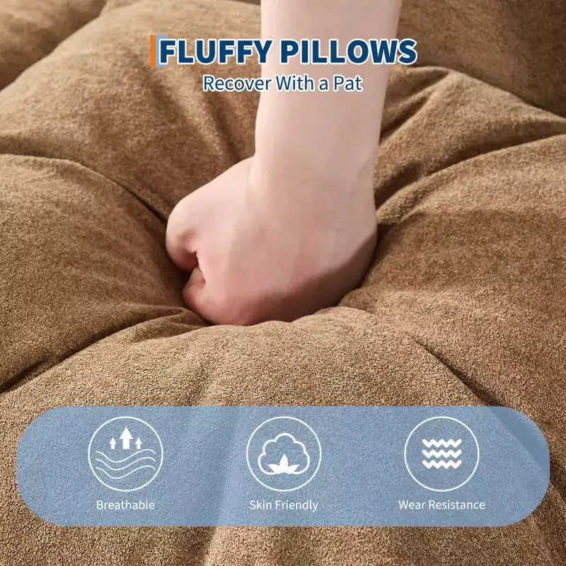 Canapé-lit paresseux réglable en chenille pour adultes, avec 2 oreillers, 5 positions