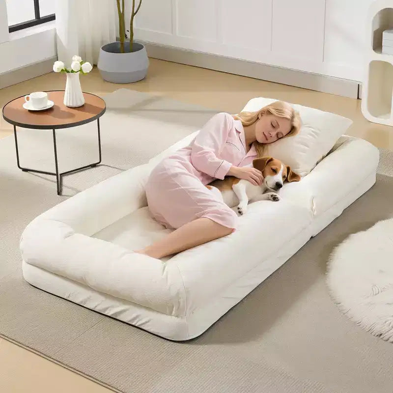 Canapé-lit paresseux réglable en chenille pour adultes, avec 2 oreillers, 5 positions