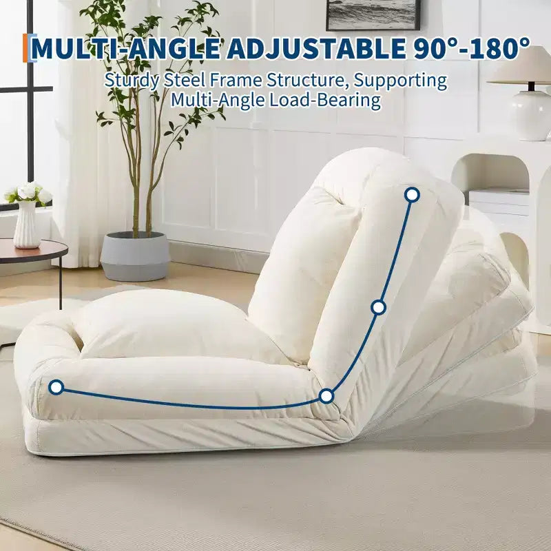 Canapé-lit paresseux réglable en chenille pour adultes, avec 2 oreillers, 5 positions
