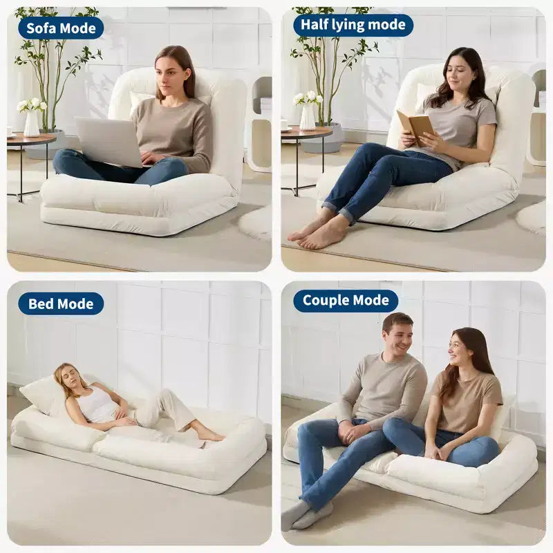 Canapé-lit paresseux réglable en chenille pour adultes, avec 2 oreillers, 5 positions