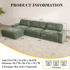 Dyonery Cloud Canapé d'angle modulaire avec poufs, en forme de L/U, canapé convertible minimaliste et confortable à assise large et profonde pour salon