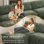 Dyonery Cloud Canapé d'angle modulaire avec poufs, en forme de L/U, canapé convertible minimaliste et confortable à assise large et profonde pour salon