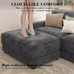 Dyonery Cloud Canapé d'angle modulaire avec poufs, en forme de L/U, canapé convertible minimaliste et confortable à assise large et profonde pour salon