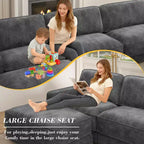 Dyonery Cloud Canapé d'angle modulaire avec poufs, en forme de L/U, canapé convertible minimaliste et confortable à assise large et profonde pour salon