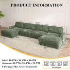 Dyonery Cloud Canapé d'angle modulaire avec poufs, en forme de L/U, canapé convertible minimaliste et confortable à assise large et profonde pour salon