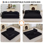 78.7 Boneless Corduroy 4-in-1 Sleeper Sofa Bed, Folding Floor Futon Loveseat with Pillows (No Assembly)
