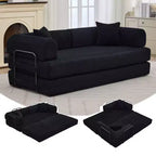 78.7 Boneless Corduroy 4-in-1 Sleeper Sofa Bed, Folding Floor Futon Loveseat with Pillows (No Assembly)