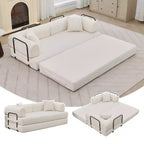 78.7 Boneless Corduroy 4-in-1 Sleeper Sofa Bed, Folding Floor Futon Loveseat with Pillows (No Assembly)