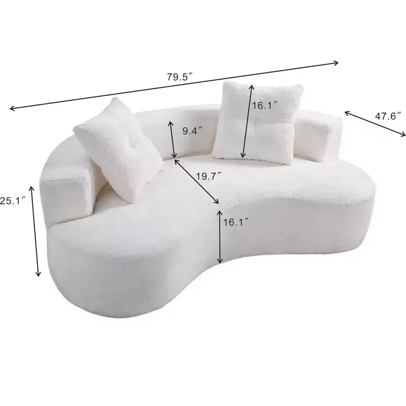 GDFStudio Danilo Modern 80 3-Seater Boucle Upholstered Boneless Sofa with 2 Pillows