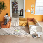 MAYEERTY Canapé sectionnel modulable personnalisable en velours, emballage compressé, canapé moderne bicolore
