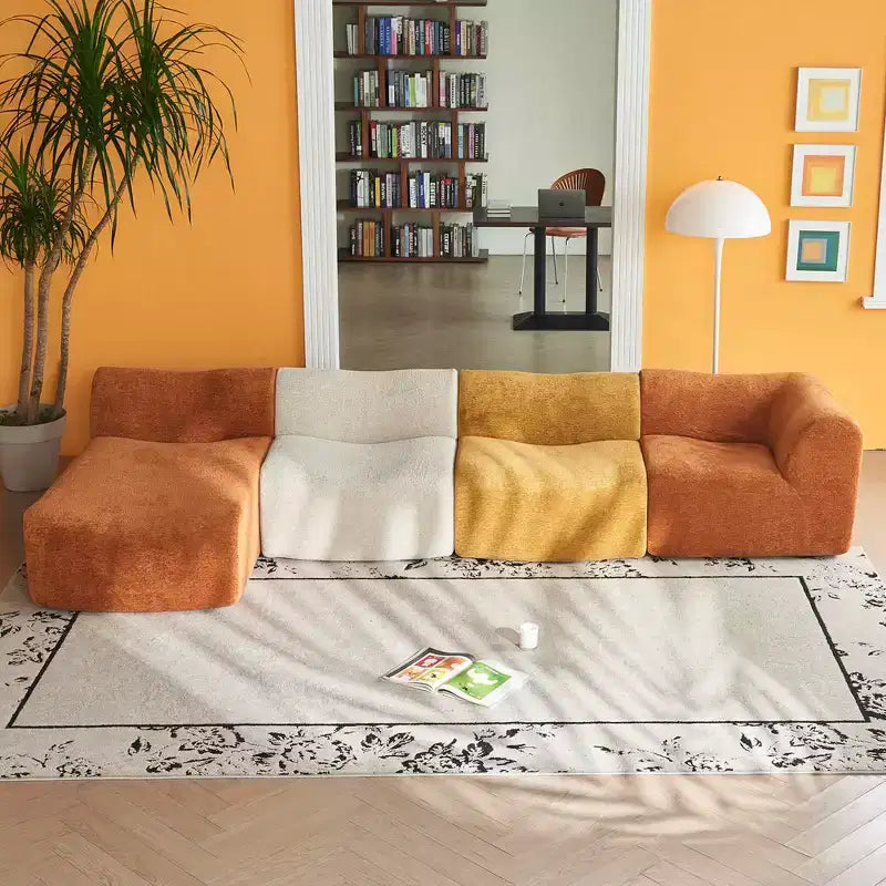 MAYEERTY Canapé sectionnel modulable personnalisable en velours, emballage compressé, canapé moderne bicolore