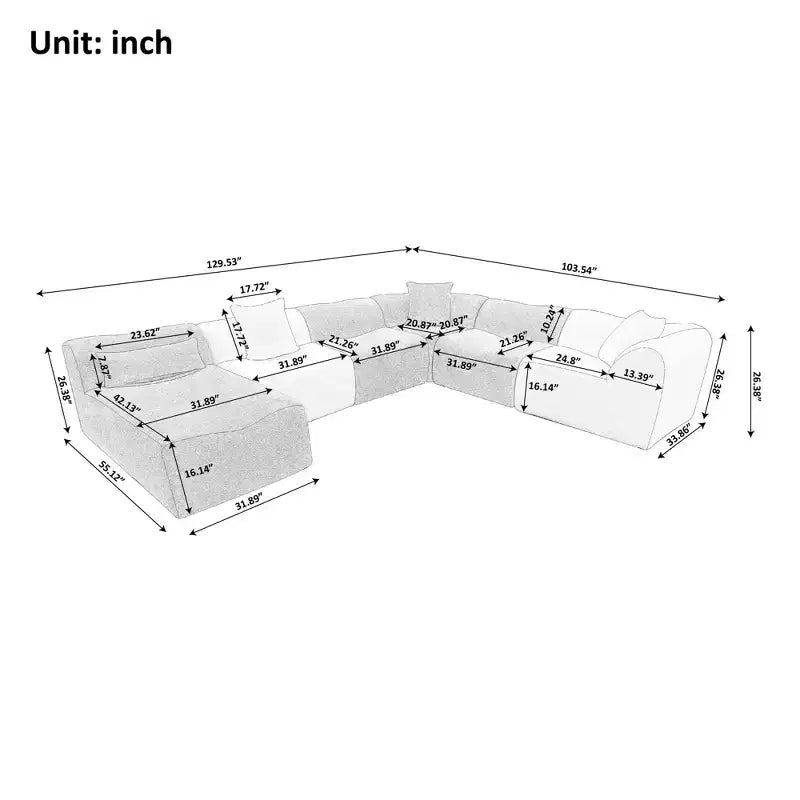 MAYEERTY Canapé sectionnel modulable personnalisable en velours, emballage compressé, canapé moderne bicolore