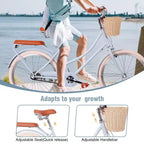 NAYSAYE Women Beach Cruiser Bike with Front Basket & Sturdy Frame for Comfortable Outdoor City Commuting, Blue, 63.98*24.53*38.82