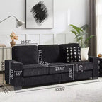 GDFStudio Everly 84 Corduroy Couch with Built-In Cup Holders