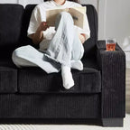 GDFStudio Everly 84 Corduroy Couch with Built-In Cup Holders