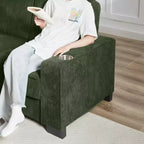 GDFStudio Everly 84 Corduroy Couch with Built-In Cup Holders