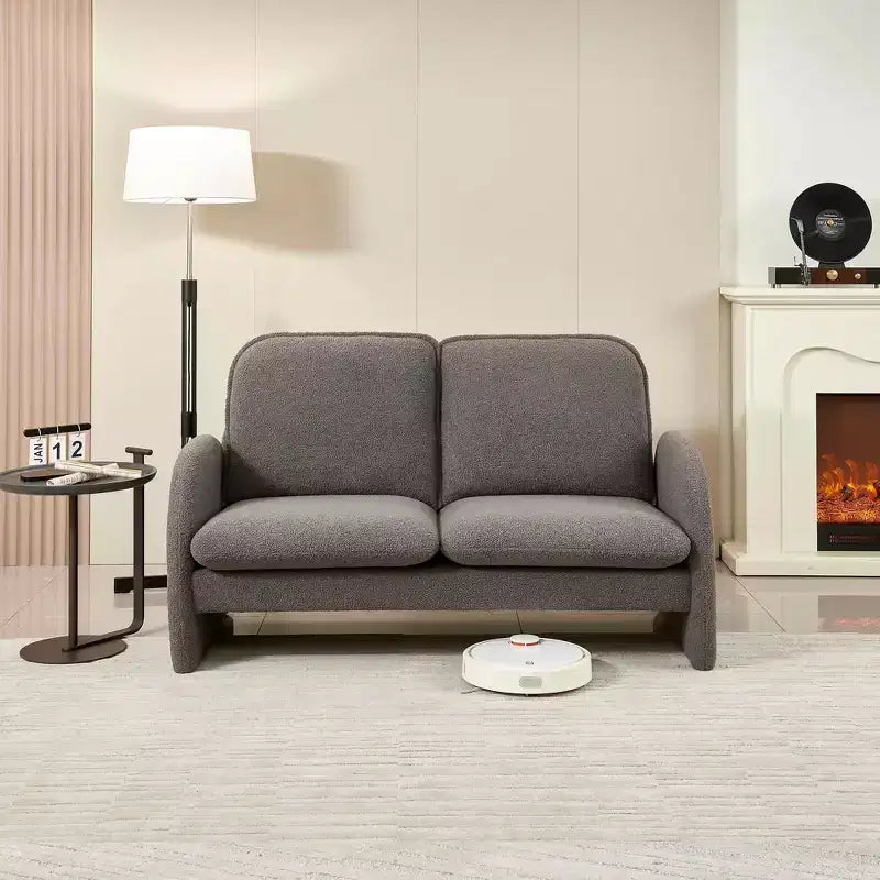 MAYEERTY 2-Seat Sofa Solid Wood Frame High-Density Foam with Throw Pillows No Legs