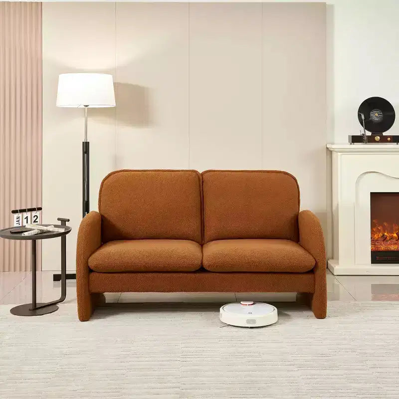 MAYEERTY 2-Seat Sofa Solid Wood Frame High-Density Foam with Throw Pillows No Legs