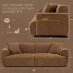 91 Modern Sofa Couch, Comfy Deep Seat Teddy Cloud Sofa, Upholstered 3-Seater Boucle Couch, Oversized Loveseat for Living Room, Bedroom