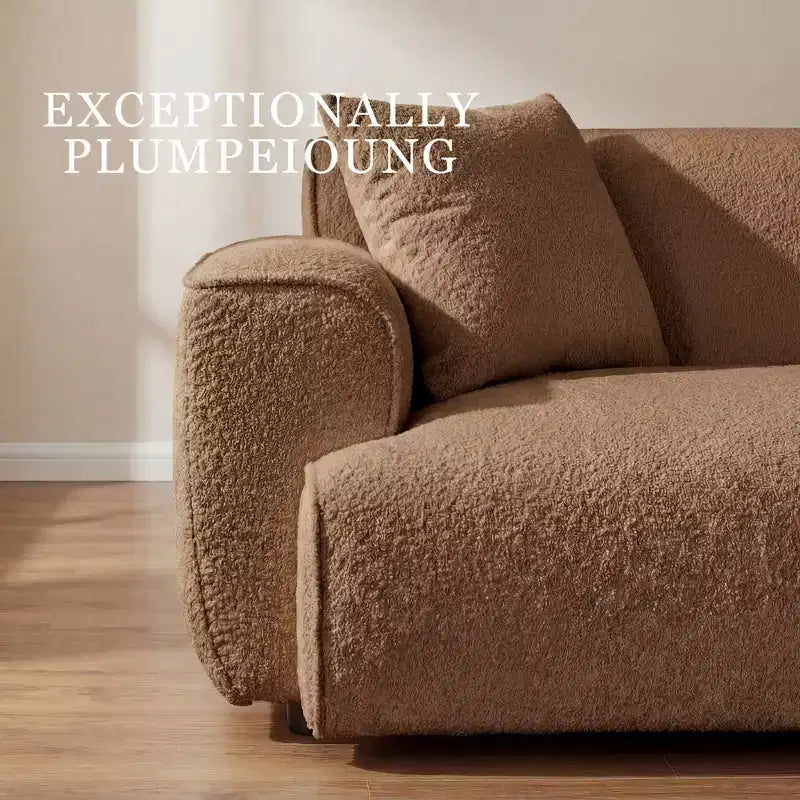 91 Modern Sofa Couch, Comfy Deep Seat Teddy Cloud Sofa, Upholstered 3-Seater Boucle Couch, Oversized Loveseat for Living Room, Bedroom