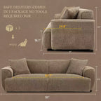 91 Modern Sofa Couch, Comfy Deep Seat Teddy Cloud Sofa, Upholstered 3-Seater Boucle Couch, Oversized Loveseat for Living Room, Bedroom