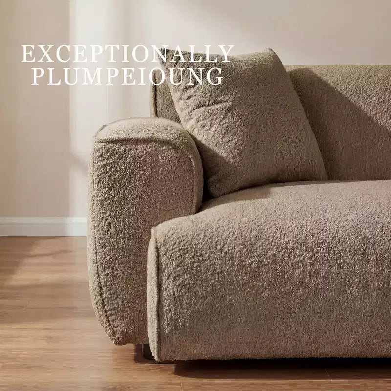 91 Modern Sofa Couch, Comfy Deep Seat Teddy Cloud Sofa, Upholstered 3-Seater Boucle Couch, Oversized Loveseat for Living Room, Bedroom