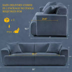 91 Modern Sofa Couch, Comfy Deep Seat Teddy Cloud Sofa, Upholstered 3-Seater Boucle Couch, Oversized Loveseat for Living Room, Bedroom