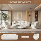 91 Modern Sofa Couch, Comfy Deep Seat Teddy Cloud Sofa, Upholstered 3-Seater Boucle Couch, Oversized Loveseat for Living Room, Bedroom