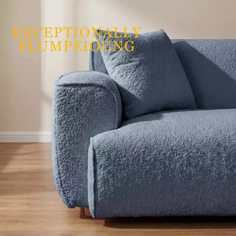 91 Modern Sofa Couch, Comfy Deep Seat Teddy Cloud Sofa, Upholstered 3-Seater Boucle Couch, Oversized Loveseat for Living Room, Bedroom